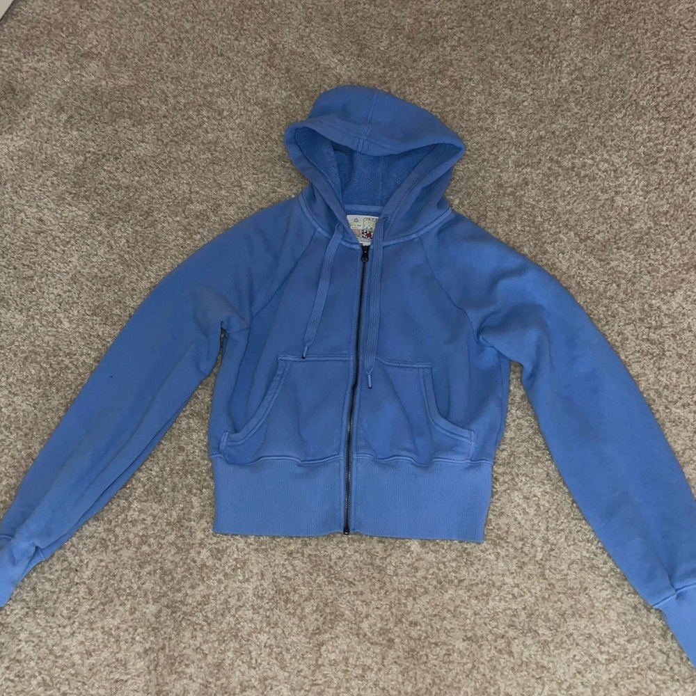 Blue aerie cropped zip up